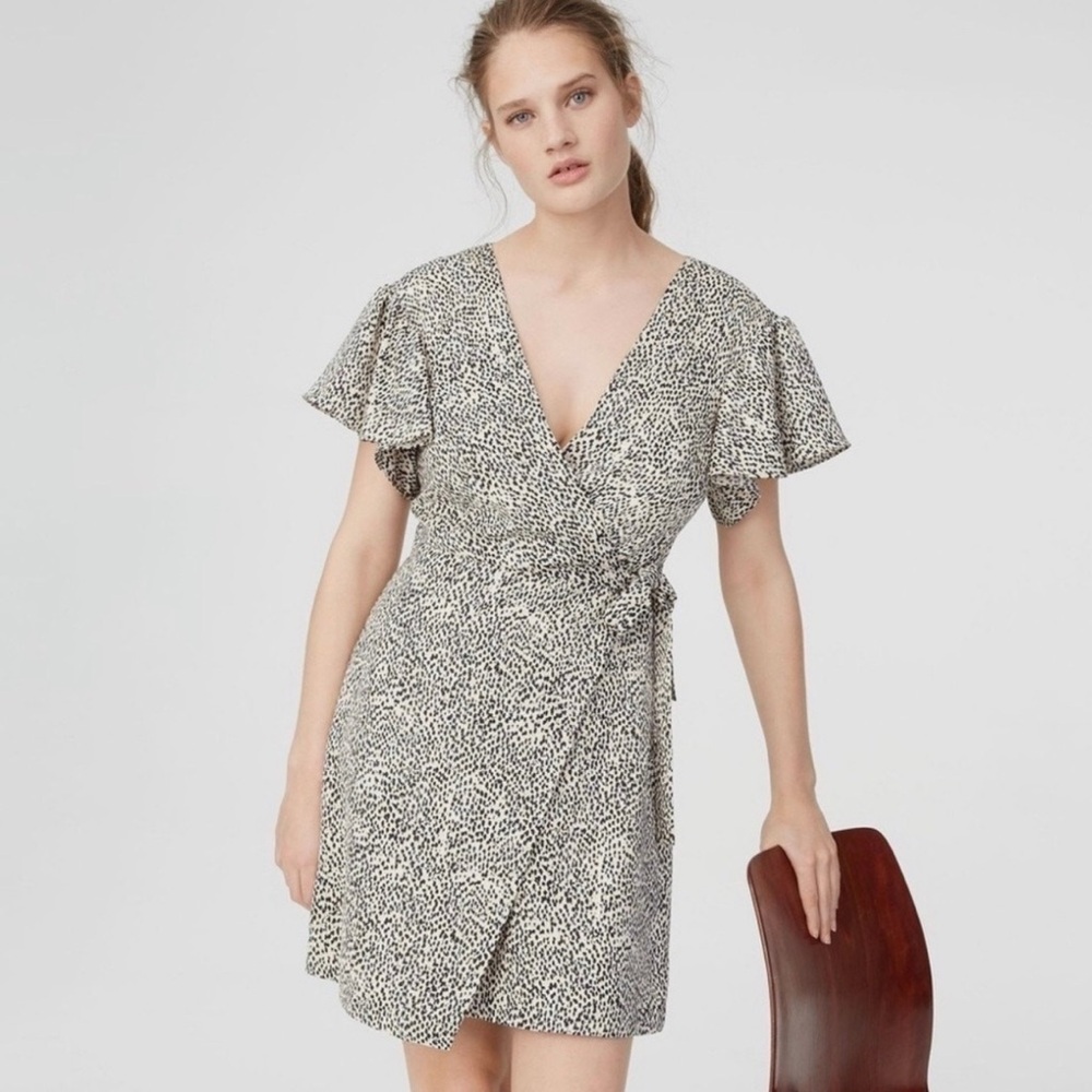 Club Monaco Geovanna Leopard Print Flutter Sleeve Wrap Dress